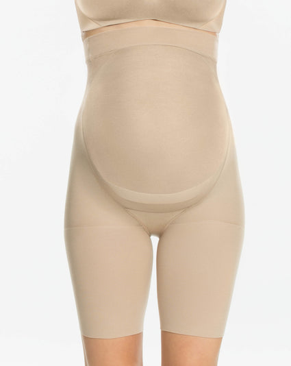 Mamalicious Maternity over the bump shapewear shorts in beige