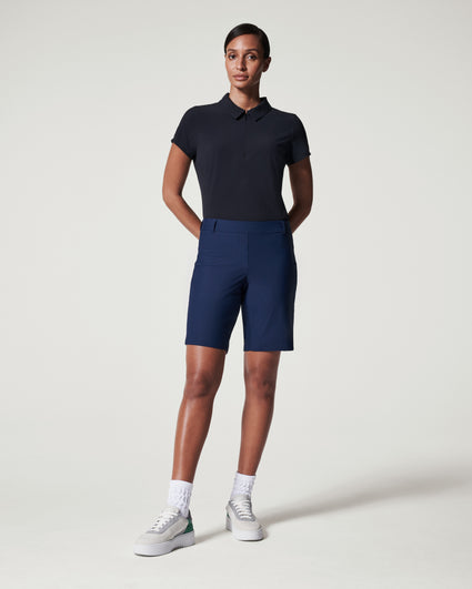 Spanx Sunshine Shorts 6 Womens Medium Blue Stripe Pull On Pockets 50213R  for sale online