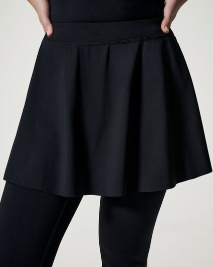 Spanx Faux Leather Skater Flouncy Skirt Very Black Medium $98