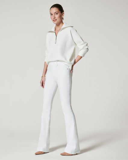 Fashion (White)Cotton White High Waist Casual Flared Jeans Women