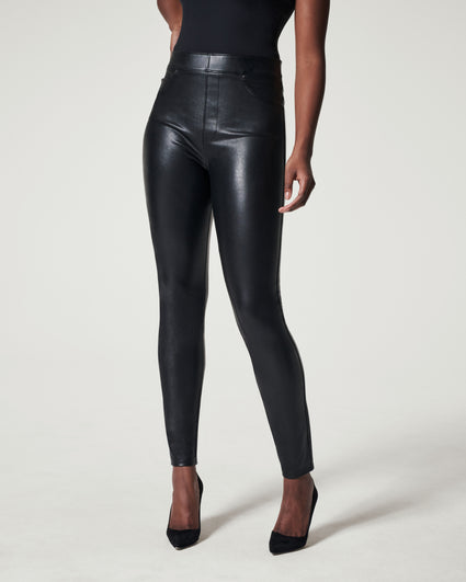 Spanx Firm Control Faux Leather Moto Leggings - Black | Very Ireland