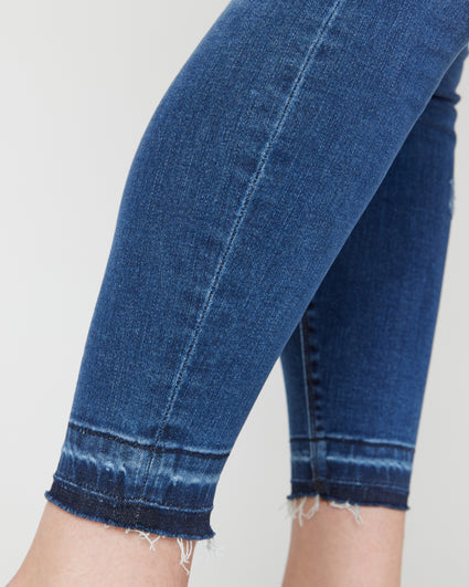 Spanx Distressed Ankle Skinny Jeans Medium Wash Raw Hem Pants size Large L  - $35 - From Alia