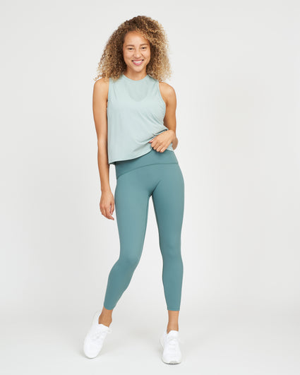 Spanx Faux Leather Leggings / Turquoise and Teale