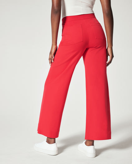 Red High Waist Wide Leg Crop Trousers | New Look