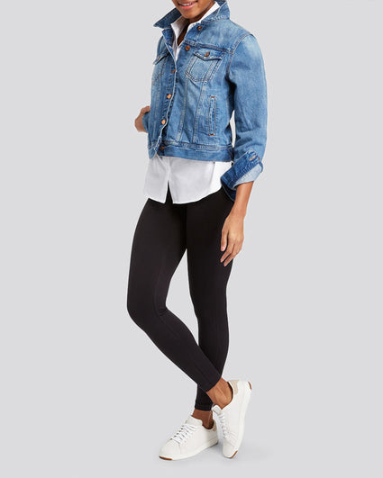 16 denim jackets to style with leggings | Well+Good