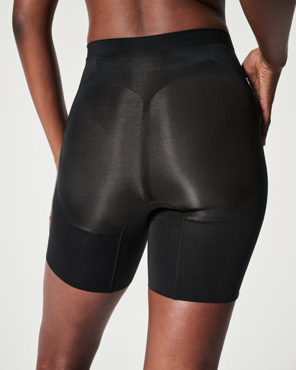 Spanx OnCore High-Waisted Mid-Thigh Shorts in Black