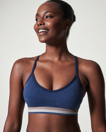 Women's Navy Blue Sports Bra With Zipper - Stay Supported and