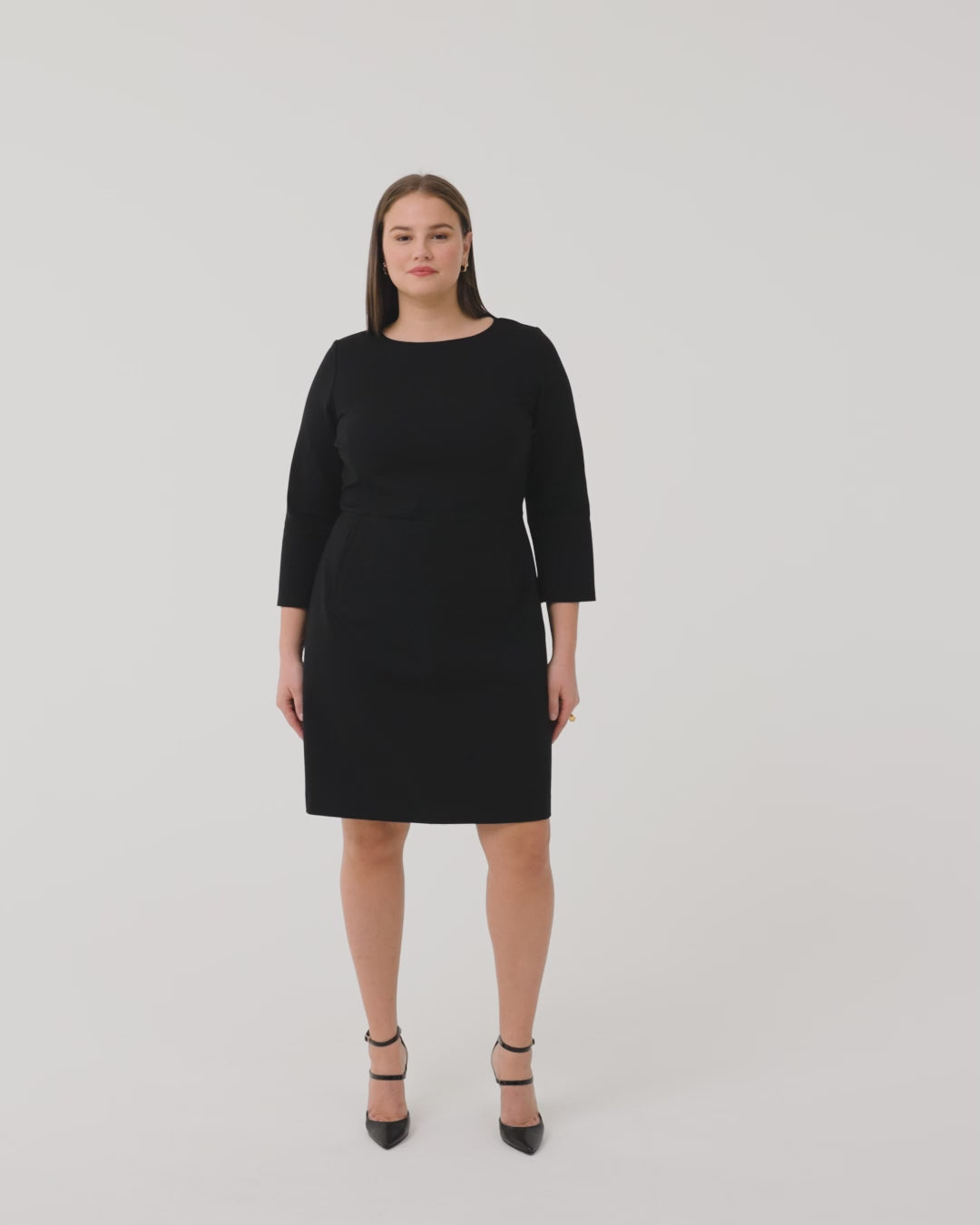 Spanx The Perfect A-line 3/4 Sleeve Dress in Black