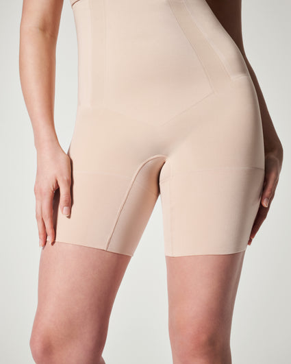 Spanx Oncore open bust mid thigh super firm shaping body in beige