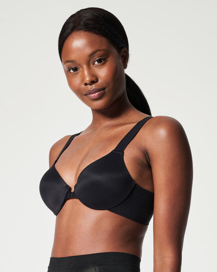 SPANX Low Impact Faux Leather Bra in Very Black