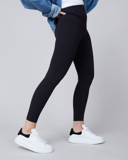 Women's Tall Seamless Compression Legging Black Grey Heather – American Tall