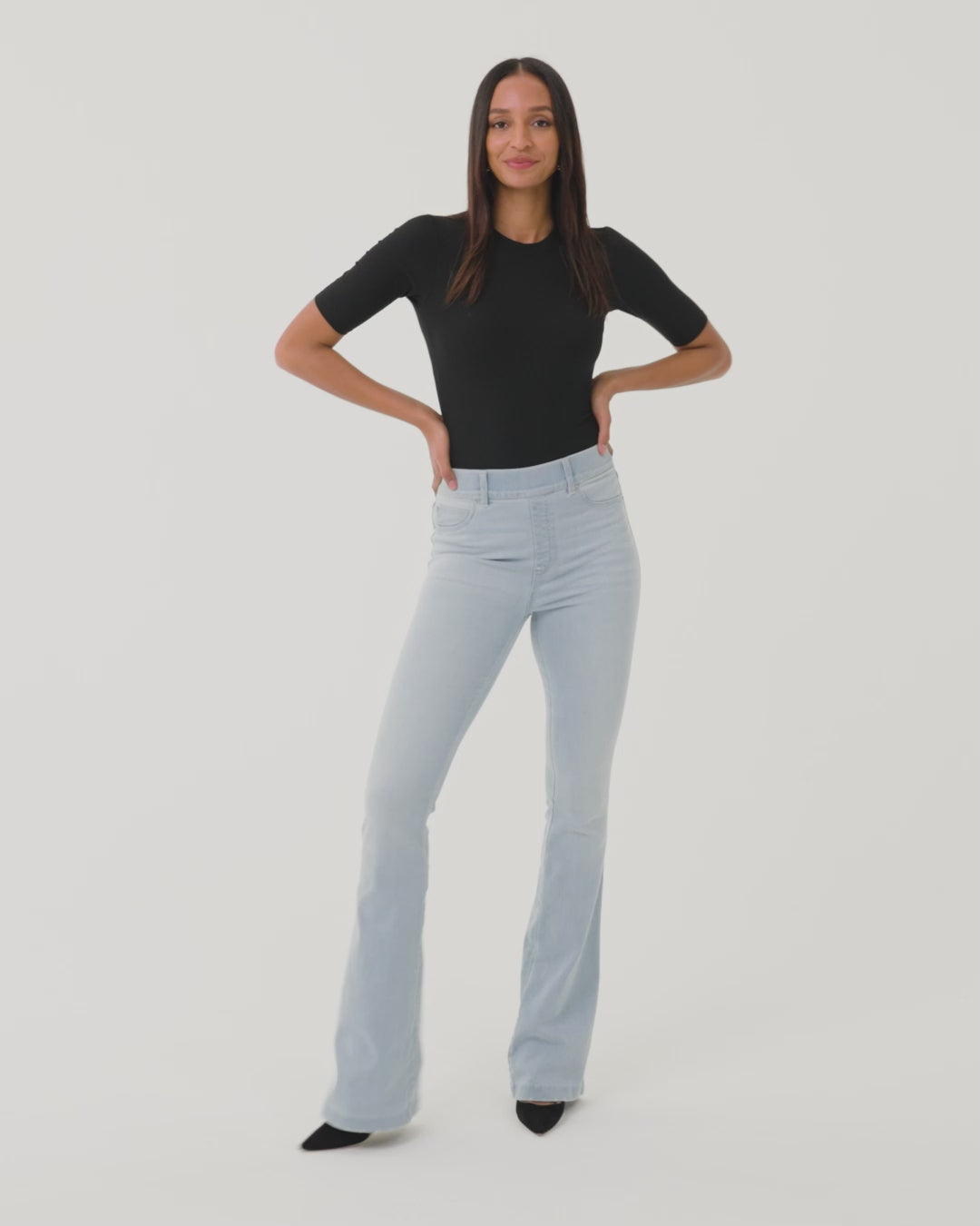 Spanx - Black Wash Cropped Flare Jeans - Select Size